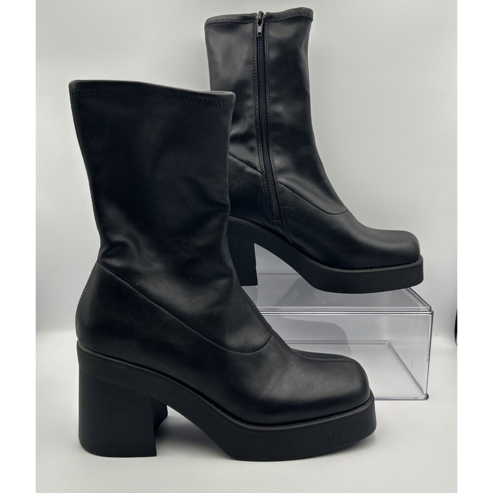 Katrina KATRINAA/KTRN9181 Black Platform Ankle Boots Block Heel Square Toe 10M - Picture 2 of 8